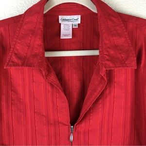 Coldwater Creek Red Zipper Front 3/4 Sleeve Blouse Top Shirt Sz 2X